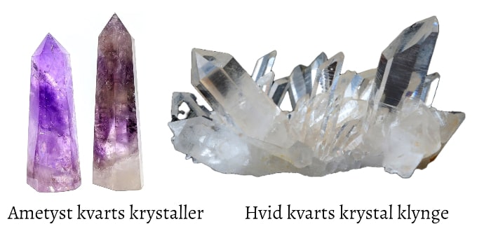 to forskellige typer kvarts krystaller