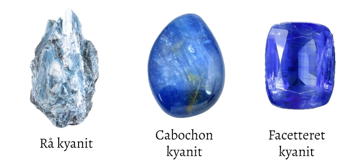 tre kyanit sten med smukke blå farver