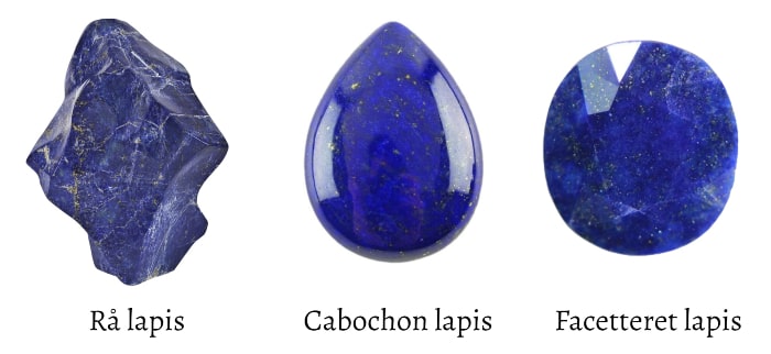 tre lapis lazuli sten med smukke mørkeblå farver