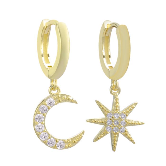 Carrie Taylor Star & Moon CTJ21 - 18 karat guldbelagt hvid zirkonia ...