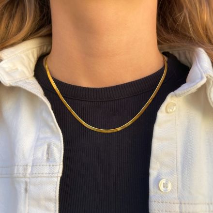Carrie Taylor 45cm Herringbone 18k Gold Plated Necklace 3mm