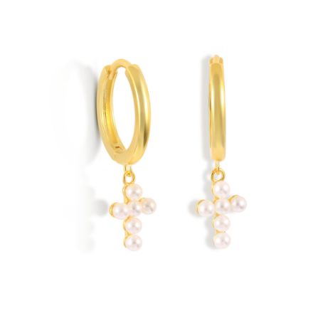 Carrie Taylor Pearl Cross Hoop CTJ7