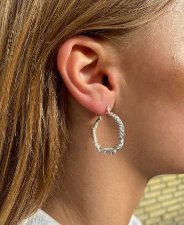 Pico Ocean Grande Silverplated Brass Hoops